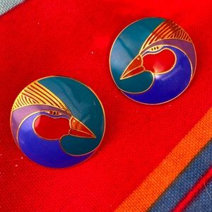 Laurel Burch Harlequin Bird Earrings